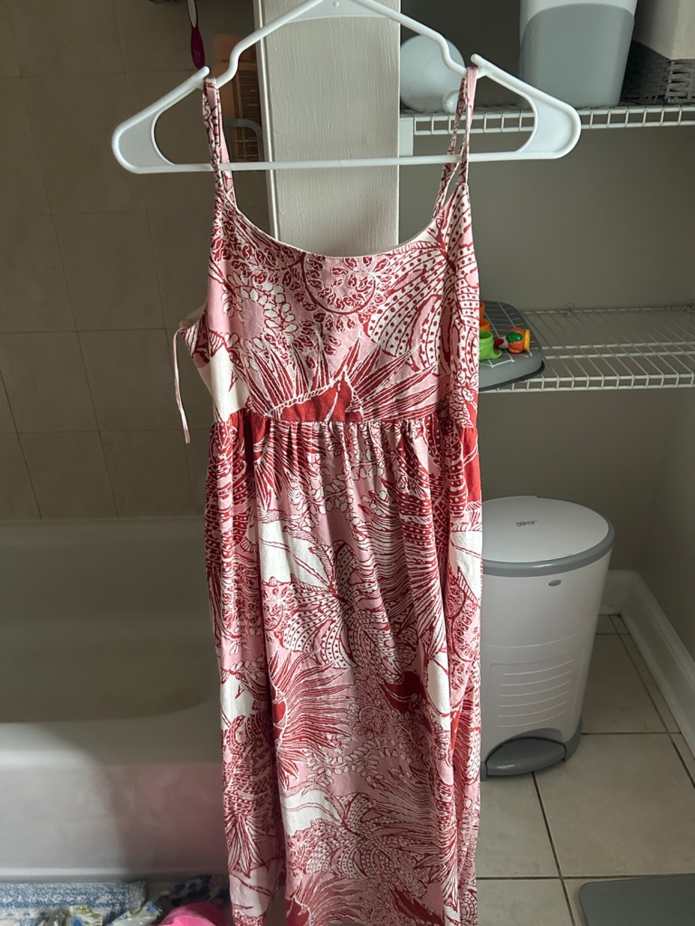 Spaghetti Strap Maxi Dress in Pink & Red Floral Print